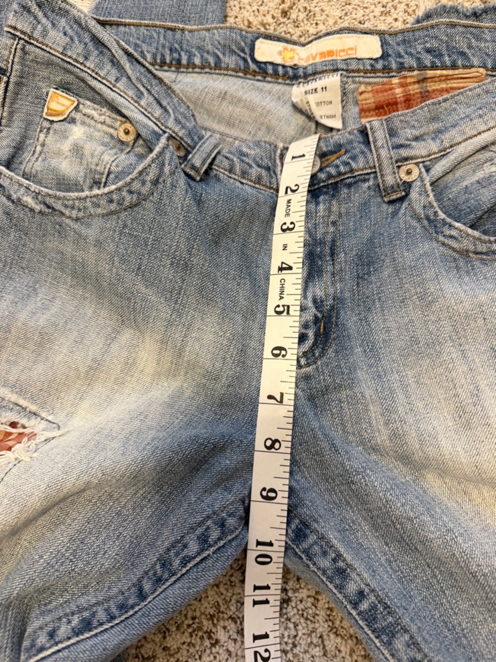 Z Cavaricci Women’s Vintage Patchwork Distressed Jeans Size 11 Y2K Boho Flare - Picture 10 of 11